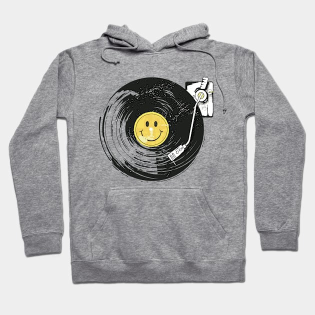 Happy Hardcore Vinyl Record Deck Acid House Ravers Hoodie by RuftupDesigns